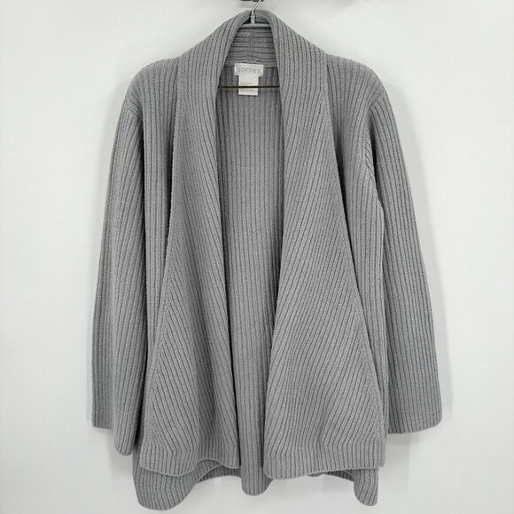 Softies Rib Chenille Drape Front Cardigan in Gray size S/M NWOT - Picture 1 of 7